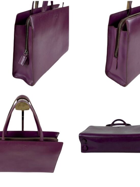 Prada Shoulder Bag Tote Purple Vitello Leather - Picture 4 of 13